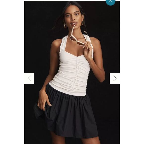 NWT Maeve Halter Mini Dress Black & White Size XS $168 - Picture 1 of 5